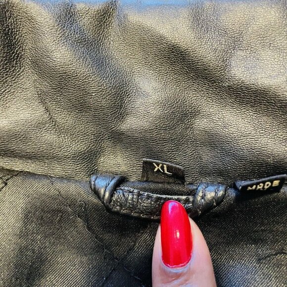 Mens Black Leather Coat  Haggar Size XL Heavy Winter Jacket u - Picture 10 of 12